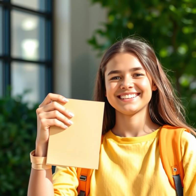 Happy student holding a professionally edited photo